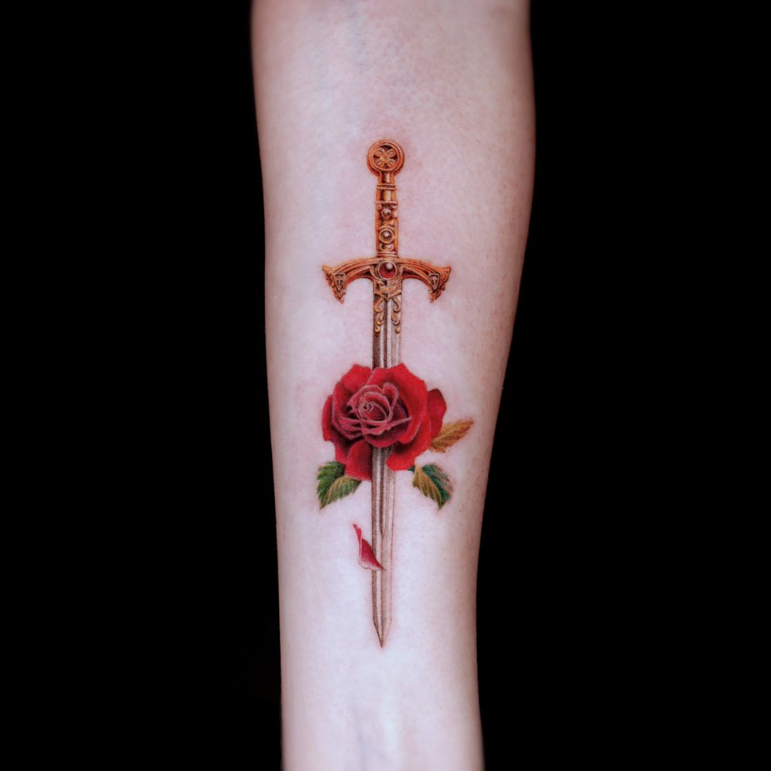 sword rose tattoo