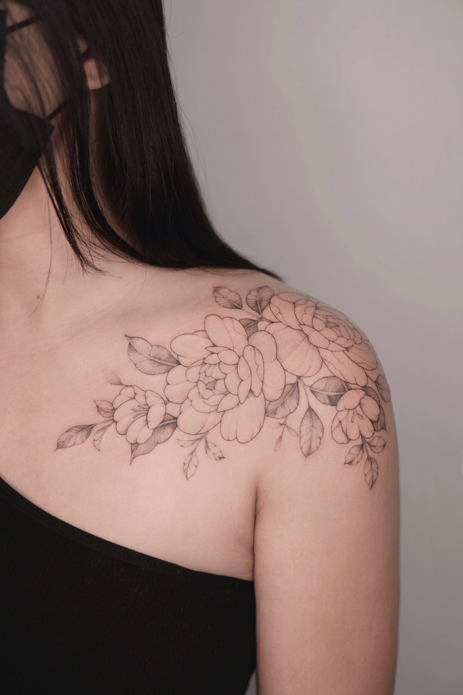 fineline flower tattoo