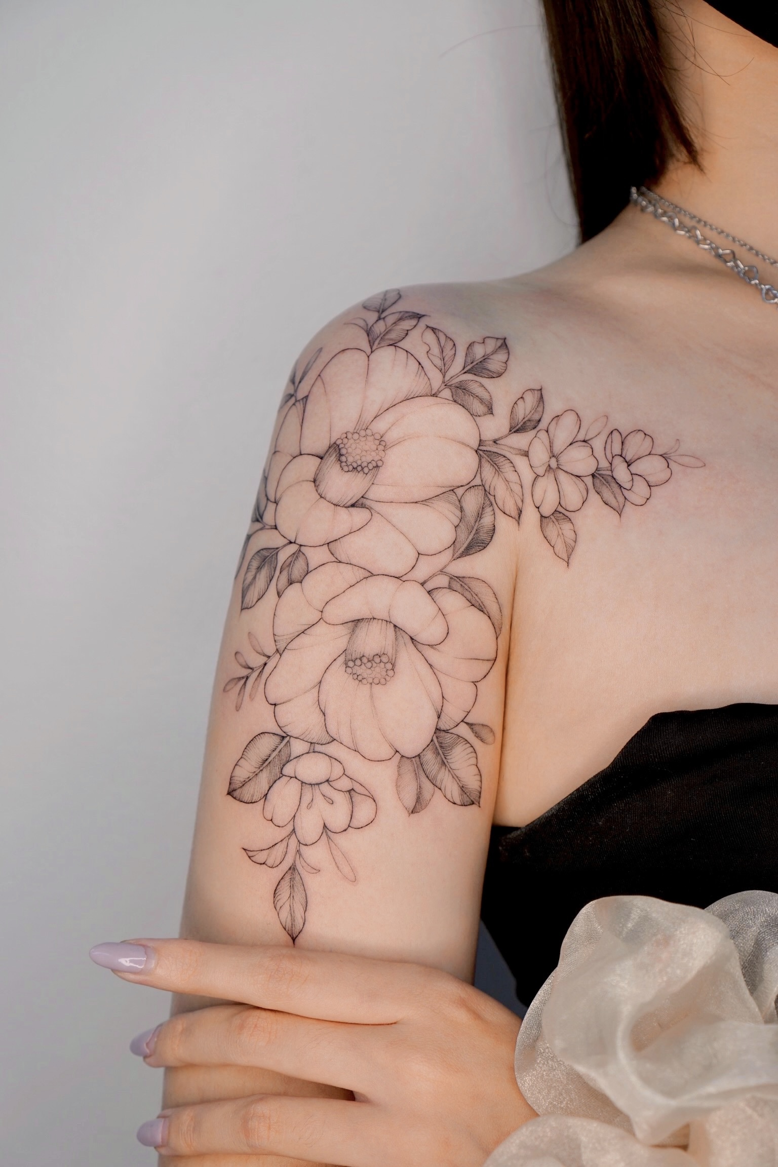 fineline flower tattoo 07