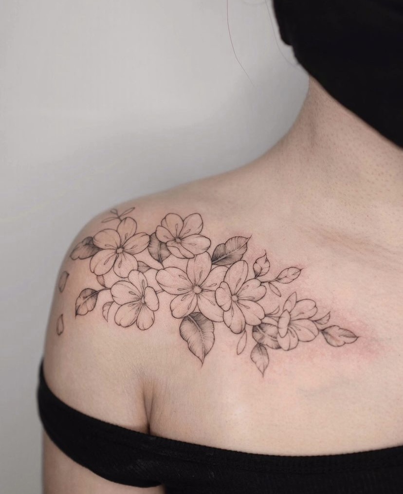 fineline flower tattoo 10
