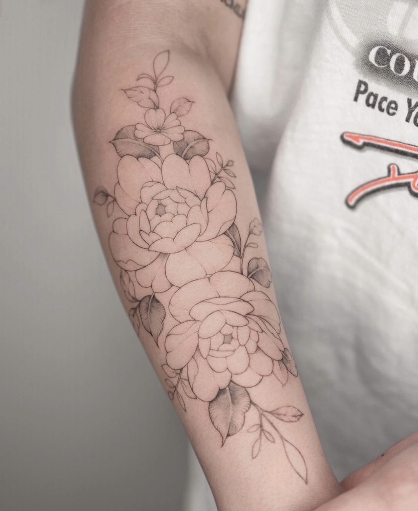 fineline flower tattoo 11